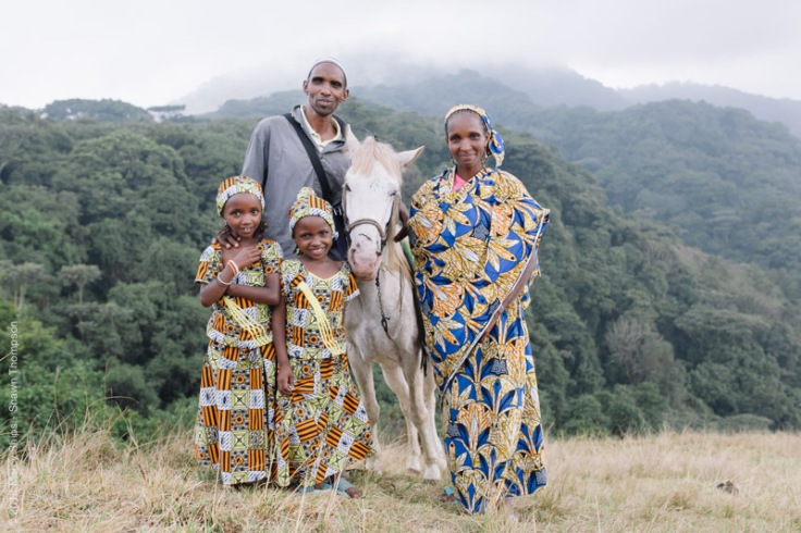 Salamatou and Mariama, sisters, with their parents.